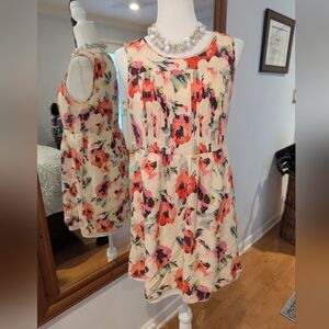 Madewell 💯 Silk Floral Print Midi Dress in Cream and Red